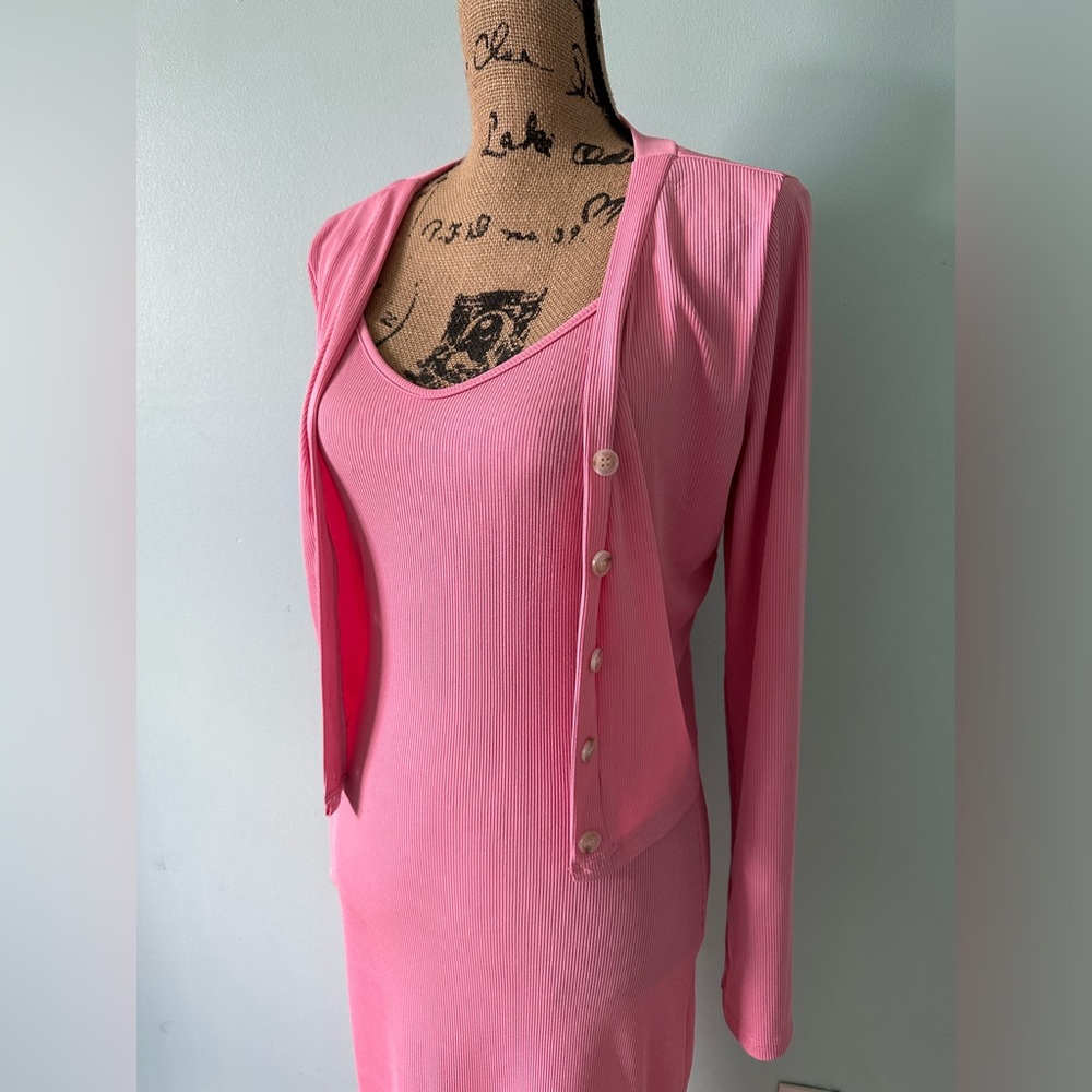 SHEIN Ribbed Bodycon with Button Down Top - Picture 5 of 8